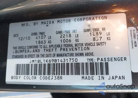 2011 Mazda Mazda3 S Sport from USA, damaged, VIN JM1BL1K69B1431750